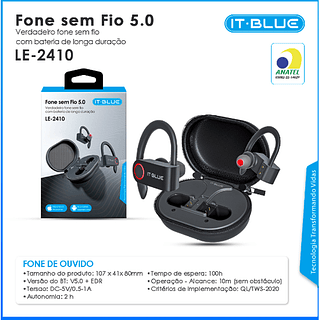 Fone Estereo Bluetooth it Blue LE-2410