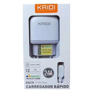 Carregador Rápido Duplo USB C/ Cabo Micro