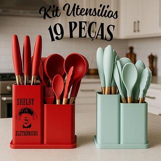 Kit talher silicone 19 peças