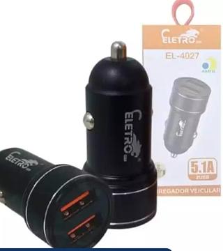 Carregador Veicular 2 Entradas De Carregamento