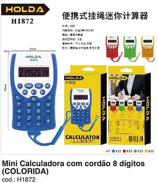 Mini Calculadora com cordão 8 dígitos (COLORIDA)
