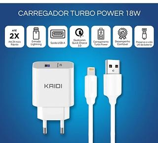 Kaid - Carregador Turbo - QC3.0 18W - IOS