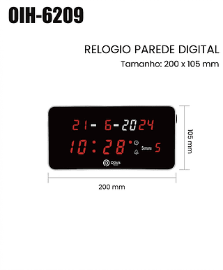 RELOGIO DE PAREDE DIGITAL Tamanho: 200x105mm
