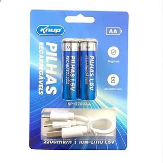 Pilha Recarregavel - Bateria Recarregavel + Cabo USB/Type C