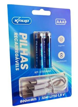 Pilha Recarregavel + Bateria Recarregavel + Cabo Usb/Type C