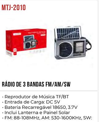 RÁDIO DE 3 BANDAS FM/AM/SW
