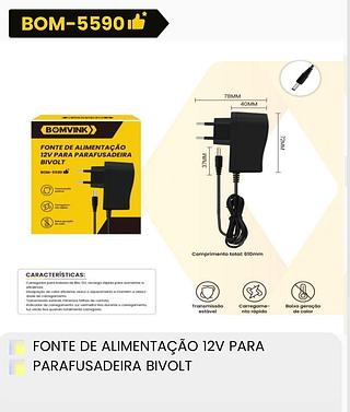 FONTE DE ALIMENTAÇÃO PARA PARAFUSADEIRA BIVOLT