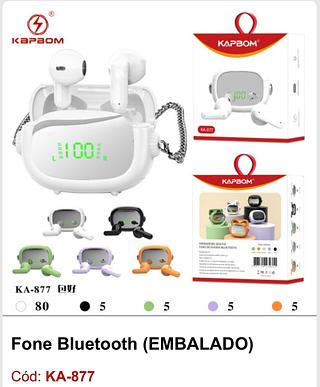 FONE BLUETOOTH KAPBOM COM CHAVEIRO