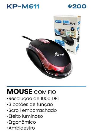 MOUSE com fio Resolução de 1000 DPI