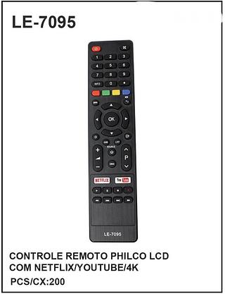 Controle Remoto PHILCO LCD C/ NETFLIX YOUTUBE 4K