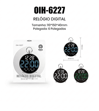 RELOGIO DIGITAL 6 POLEGADAS Tamanho:110x150x40mm
