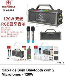 Caixa de som Bluetooth com 2 Microfones 120W RGB KAPBOM