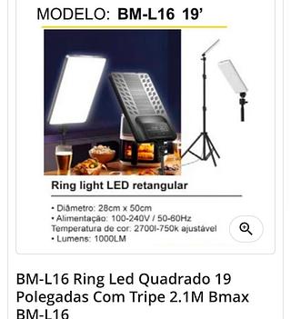 Ring Led Retangular 19 polegadas com tripe 2.1M