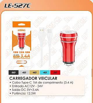 CAREGADOR VEICULAR LELONG (acompanha cabo tpc)