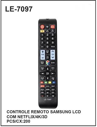 Controle Remoto SAMSUNG LCD C/ NETFLIX 4K 3D