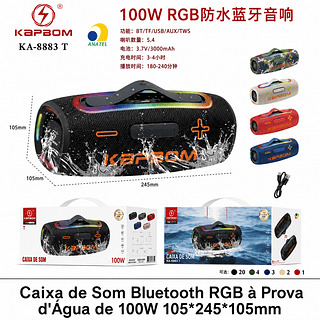 Caixa de Som Bluetooth RGB à Prova d'Água de 100W 105*245*105mm Kapbom