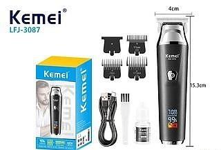 Maquina Profissional Kemei Clipper- Aparador de Barba LED Digital KM-1512